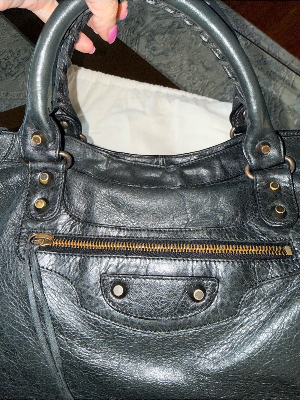 Balenciaga Classic City Medium Dark Green Leather Bag + Mirror & Dust Bag - Picture 5 of 14